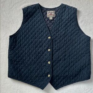 Vtg Silk Womens Quilted Lightweight Cottagecore Granny Vest Blue 20W Plus Size